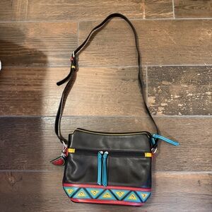Ili geometric genuine leather crossbody bag